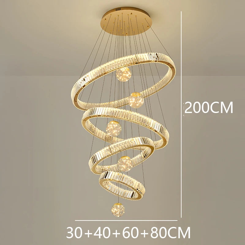 Crystal staircase chandelier for duplex living room