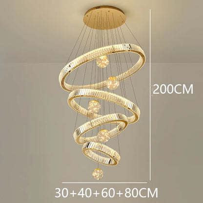 Crystal staircase chandelier for duplex living room
