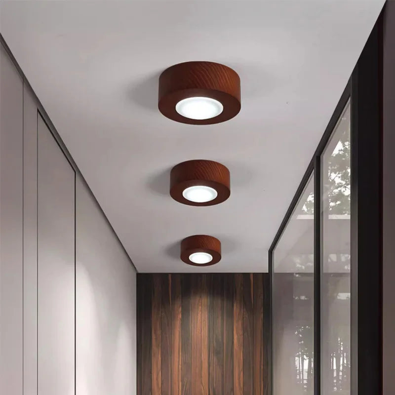 Walnut brass ceiling spotlight for kitchen island