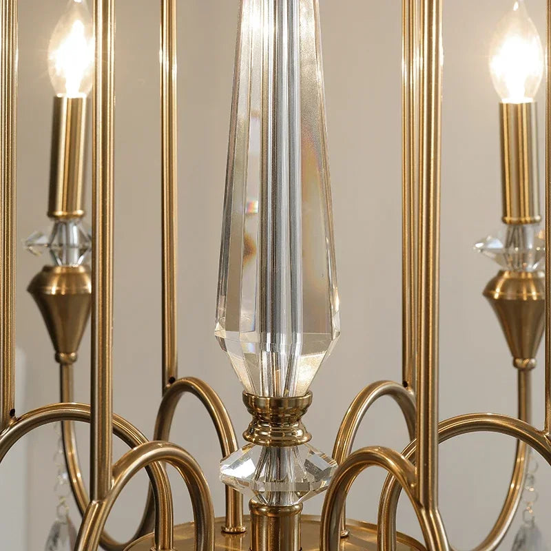 Retro brass crystal ceiling light