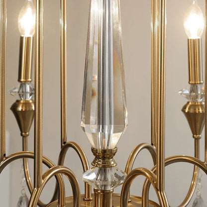 Retro brass crystal ceiling light