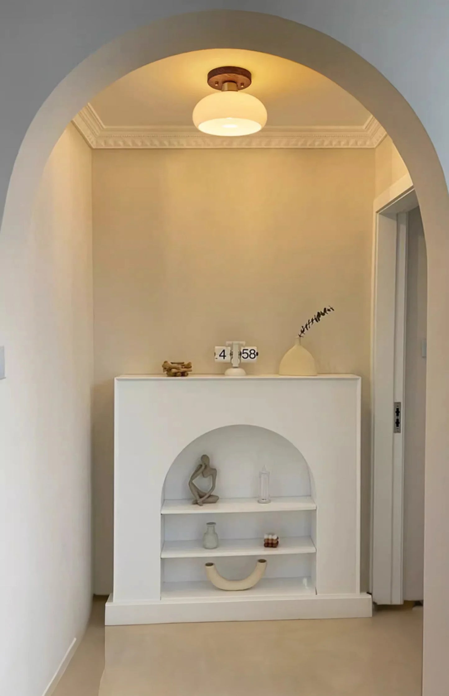 Walnut ceiling light wabi sabi for hallway