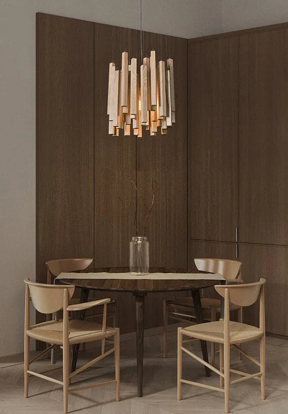 Solid wood LED pendant light for modern design