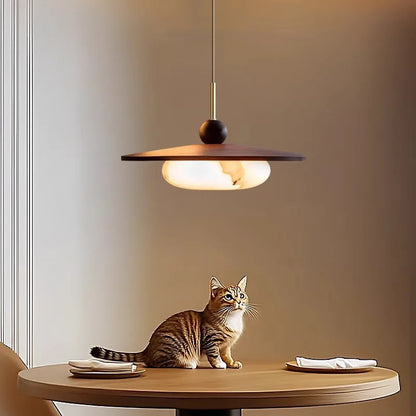 Suspension LED couleur noyer pour table à manger et cuisine