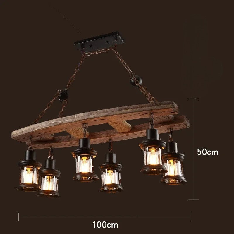 Suspension vintage en bois massif de style loft
