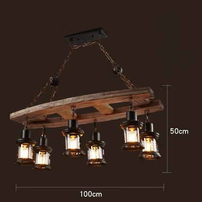 Suspension vintage en bois massif de style loft