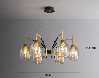 LED-Kronleuchter aus schwarzem Glas für Kücheninsel