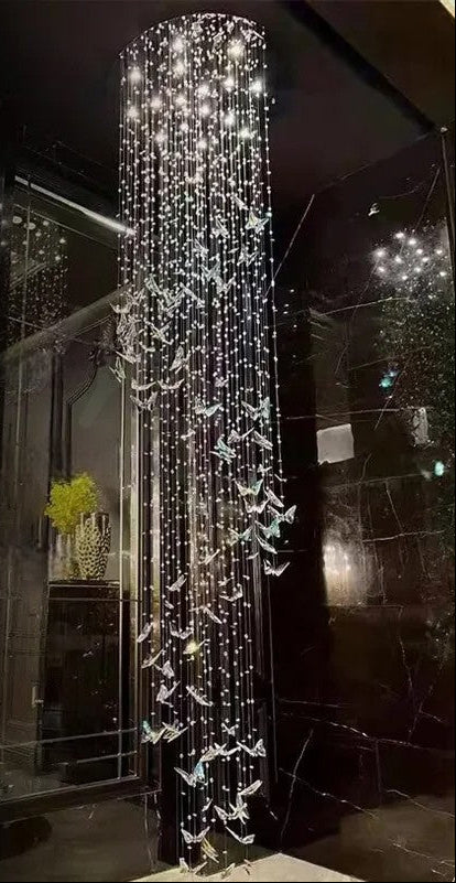 Butterfly crystal chandelier for villa staircase and living room