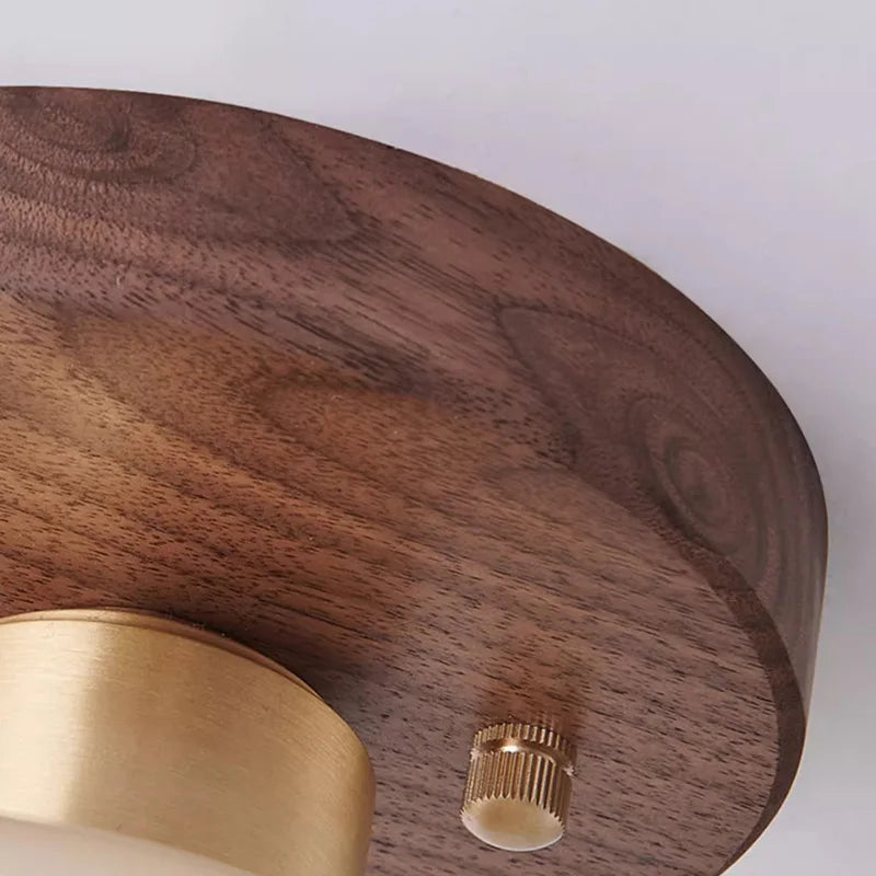 Walnut ceiling light wabi sabi for hallway