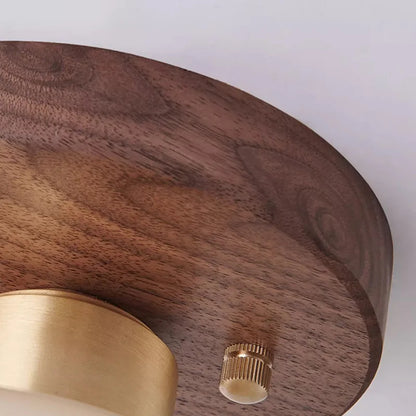 Walnut ceiling light wabi sabi for hallway