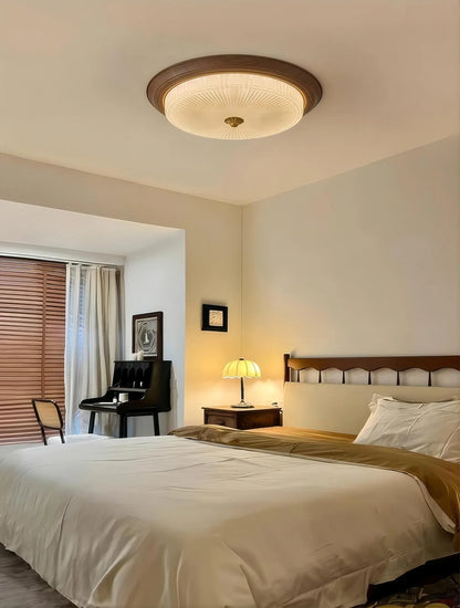 Walnut etched glass ceiling light for dining room