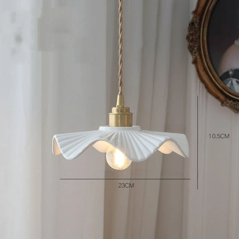 White flower ceramic led pendant light for living room