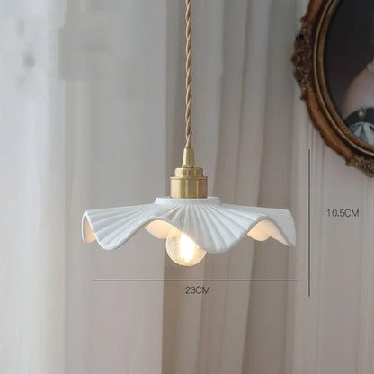 White flower ceramic led pendant light for living room