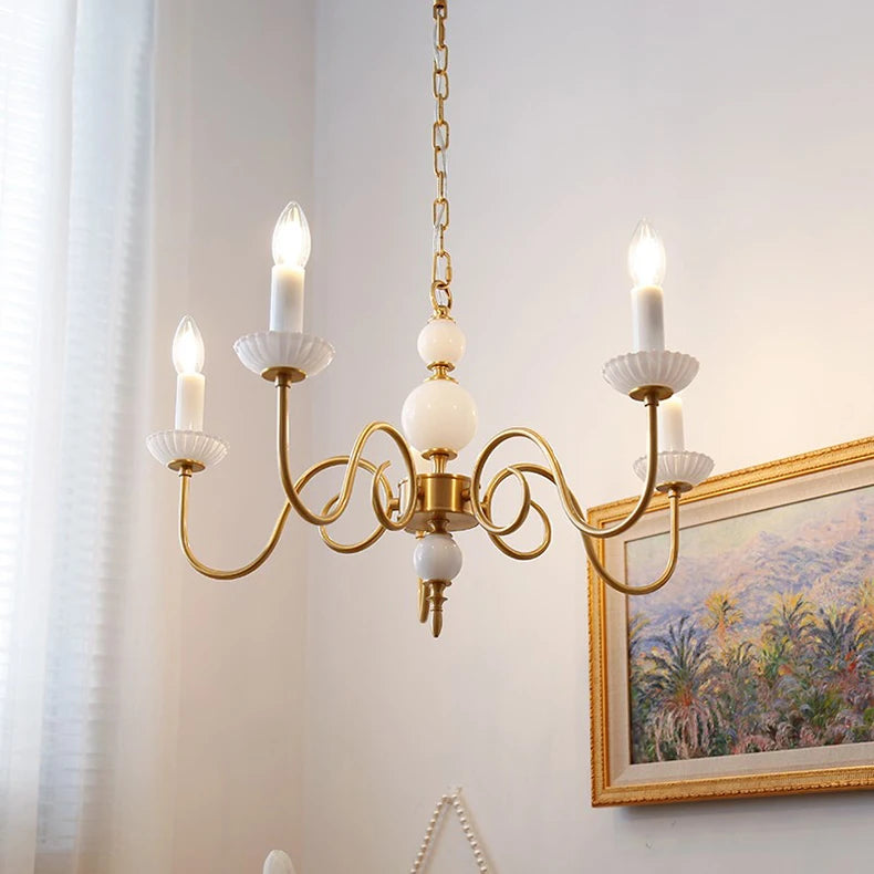 Lustre en cuivre avec bougeoirs