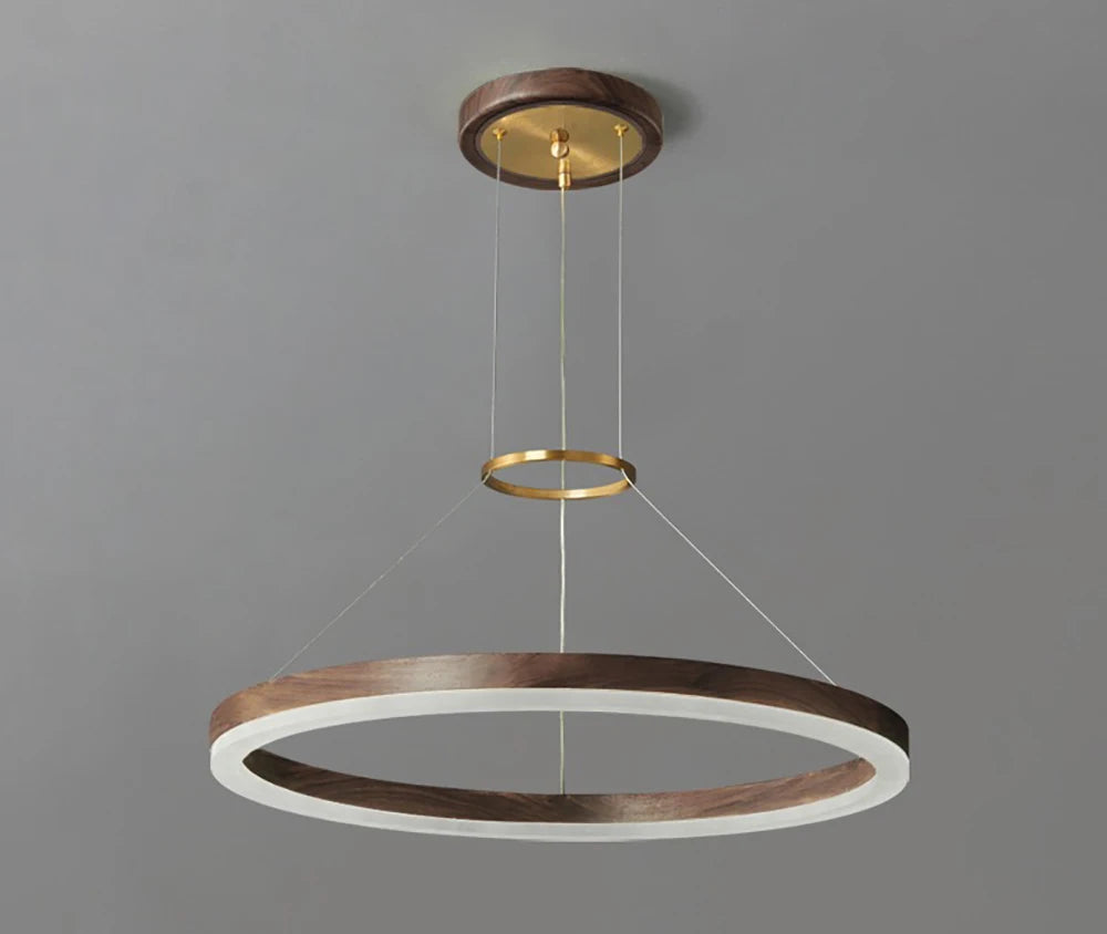 Lustre de plafond en bois massif de noyer noir pour salon