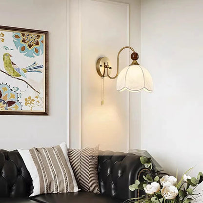 French fabric wall lamp with cable switch