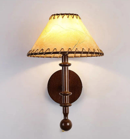 Nordic solid wood fabric wall lamp for bedroom