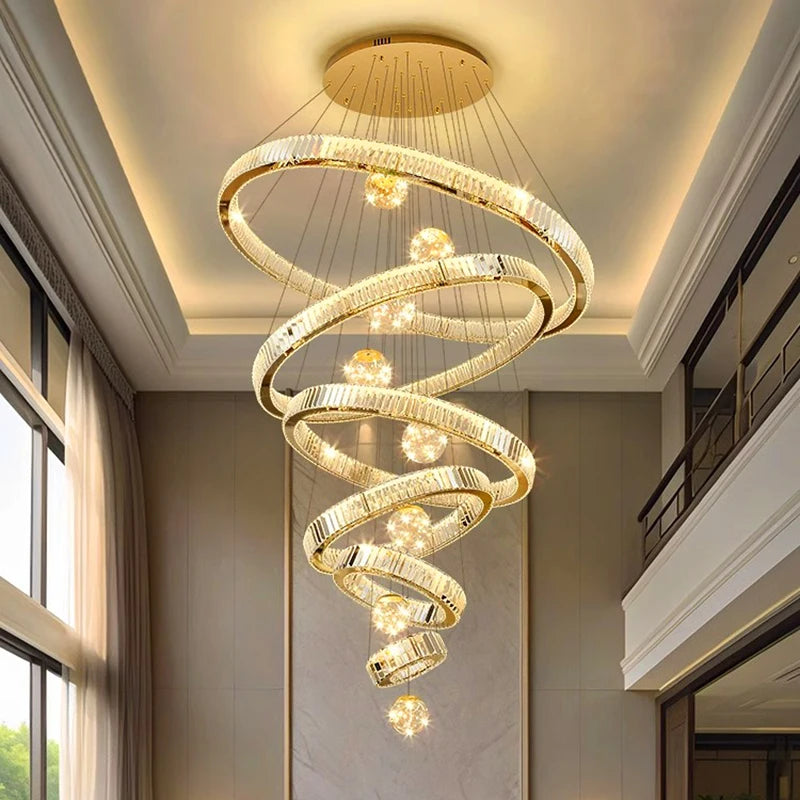 Crystal staircase chandelier for duplex living room