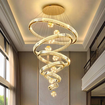 Crystal staircase chandelier for duplex living room
