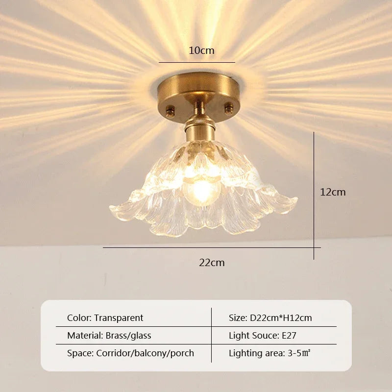 Vintage european clear glass flush ceiling light