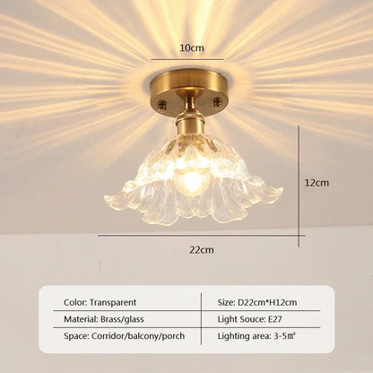 Vintage european clear glass flush ceiling light