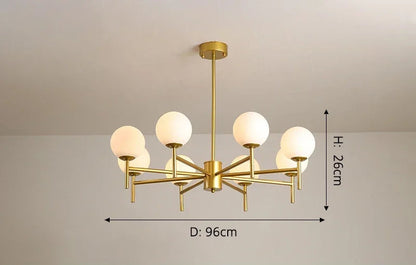 Globe cluster arms chandelier