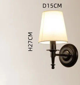 Koperen kroonluchter met stoffen lampenkappen