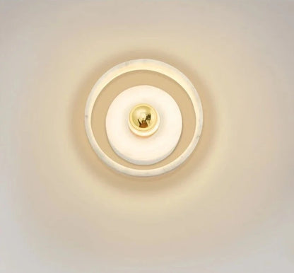 Wabi-sabi modern marble round wall lamp