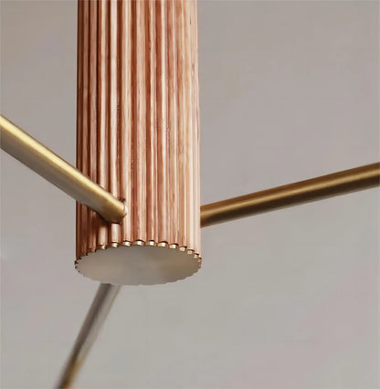 Walnut brass round glass chandelier for living room