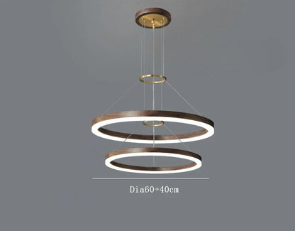 Lustre de plafond en bois massif de noyer noir pour salon