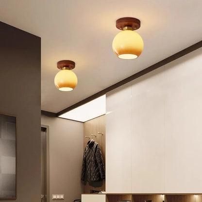 Walnut gradient glass ceiling light for entryway