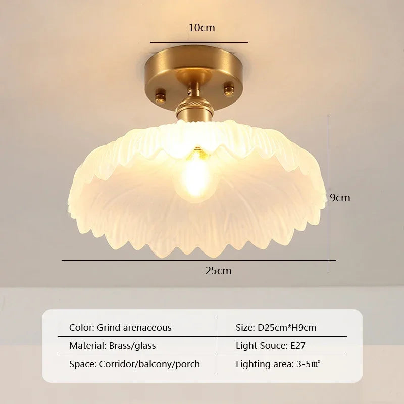 Vintage european clear glass flush ceiling light