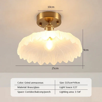 Vintage european clear glass flush ceiling light