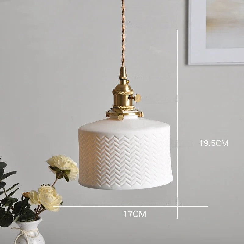 White flower ceramic led pendant light for living room