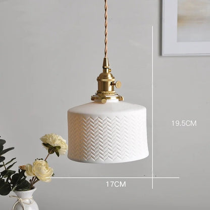 White flower ceramic led pendant light for living room