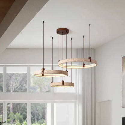 Suspension en pierre travertin pour salle à manger