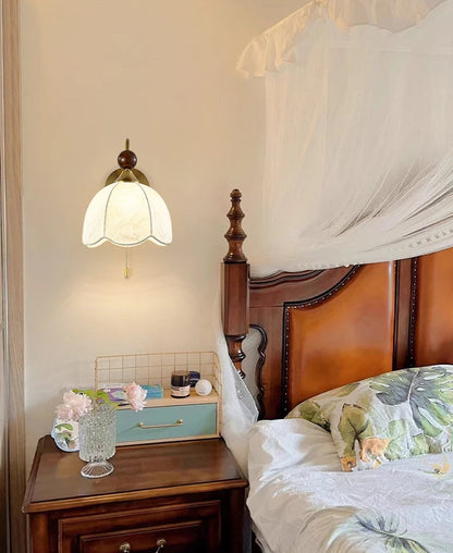 French fabric wall lamp with cable switch