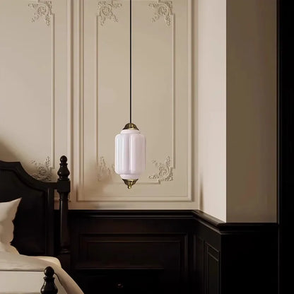 Vintage milk glass pendant with brass