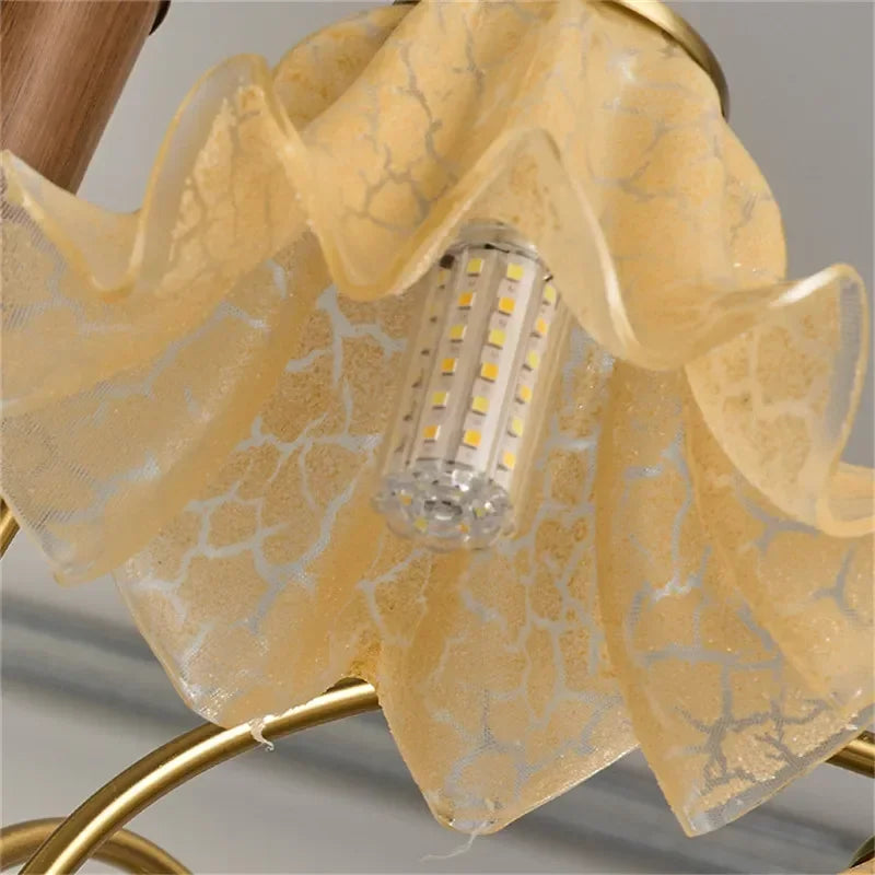 Close-up of LED bulb and textured glass shade on Contemporary Pendant Light, ideal for stylish and energy-efficient home lighting.