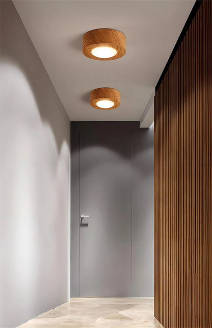 Walnut brass ceiling spotlight for kitchen island