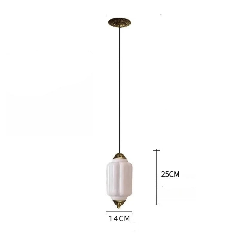 Vintage milk glass pendant with brass