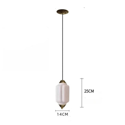 Vintage milk glass pendant with brass