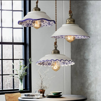 Loft ceramic vintage hanging lamp for cafe and dining