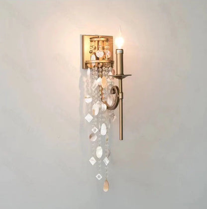 Long drop crystal shell chandelier for high-ceiling