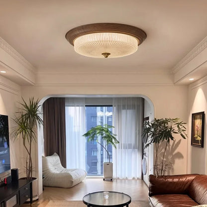 Walnut etched glass ceiling light for dining room
