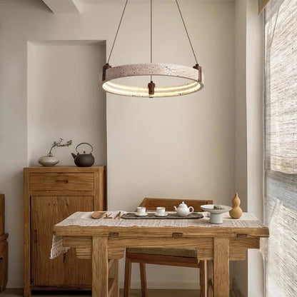 Suspension en pierre travertin pour salle à manger