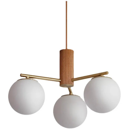 Walnut brass round glass chandelier for living room