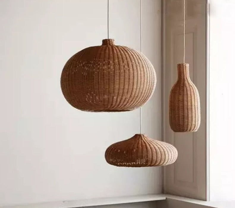 Rattan Vintage Pendelleuchte