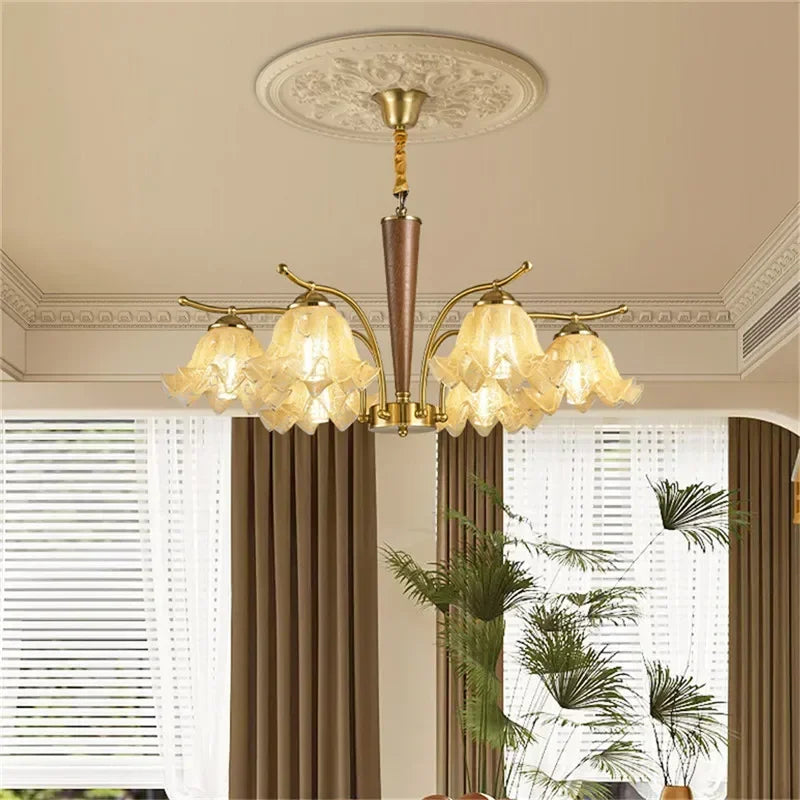 American Retro Pendant Light with six LED bulbs and iron frame, perfect for modern interiors seeking vintage charm and energy efficiency.