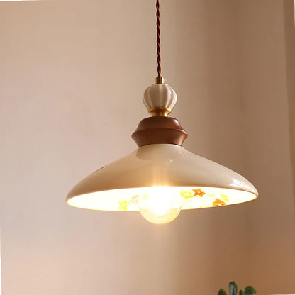 White flower ceramic led pendant light for living room